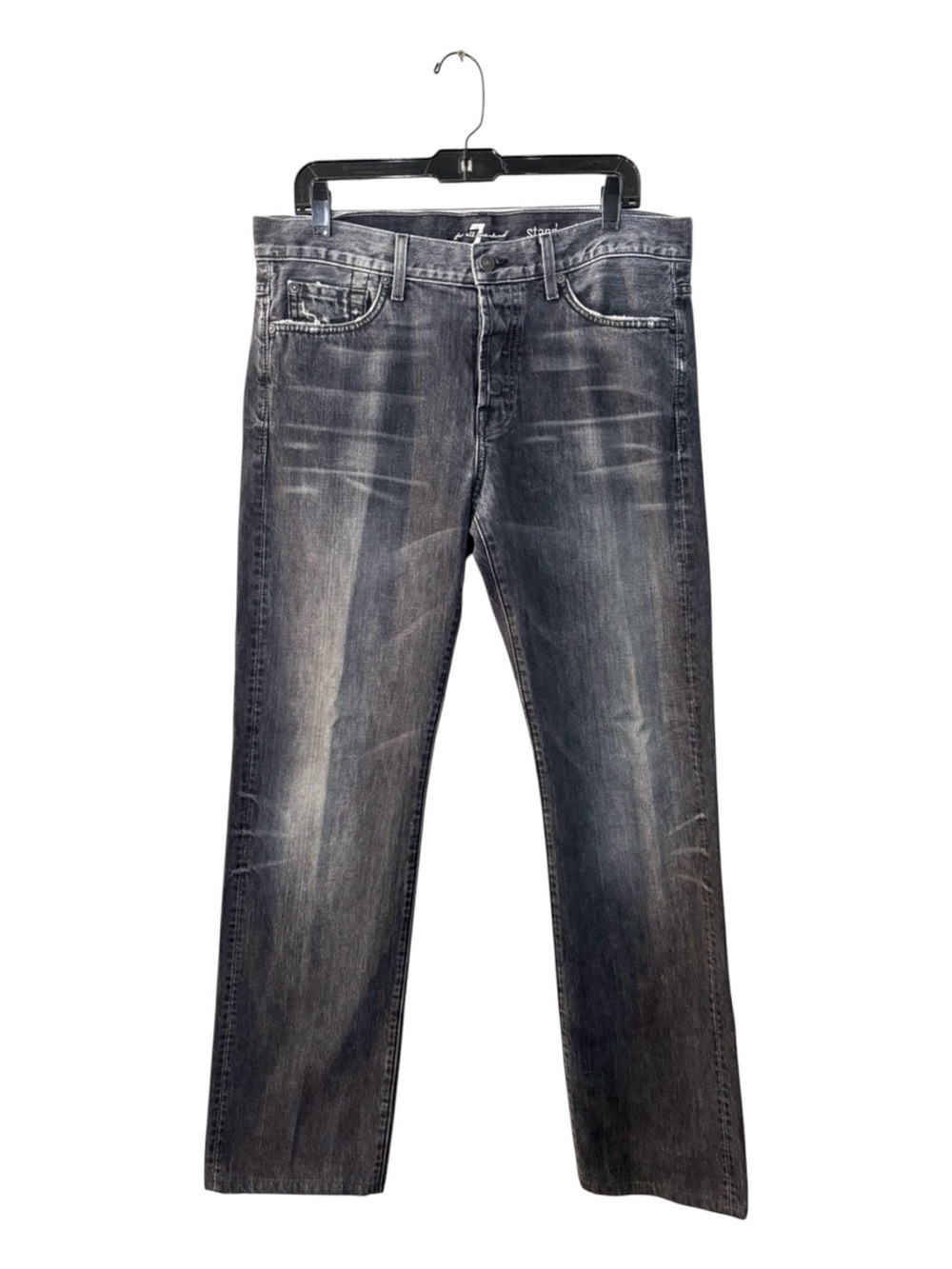 7 For All Mankind Men's Standard Black Faded Straight-Leg Jeans Size 33